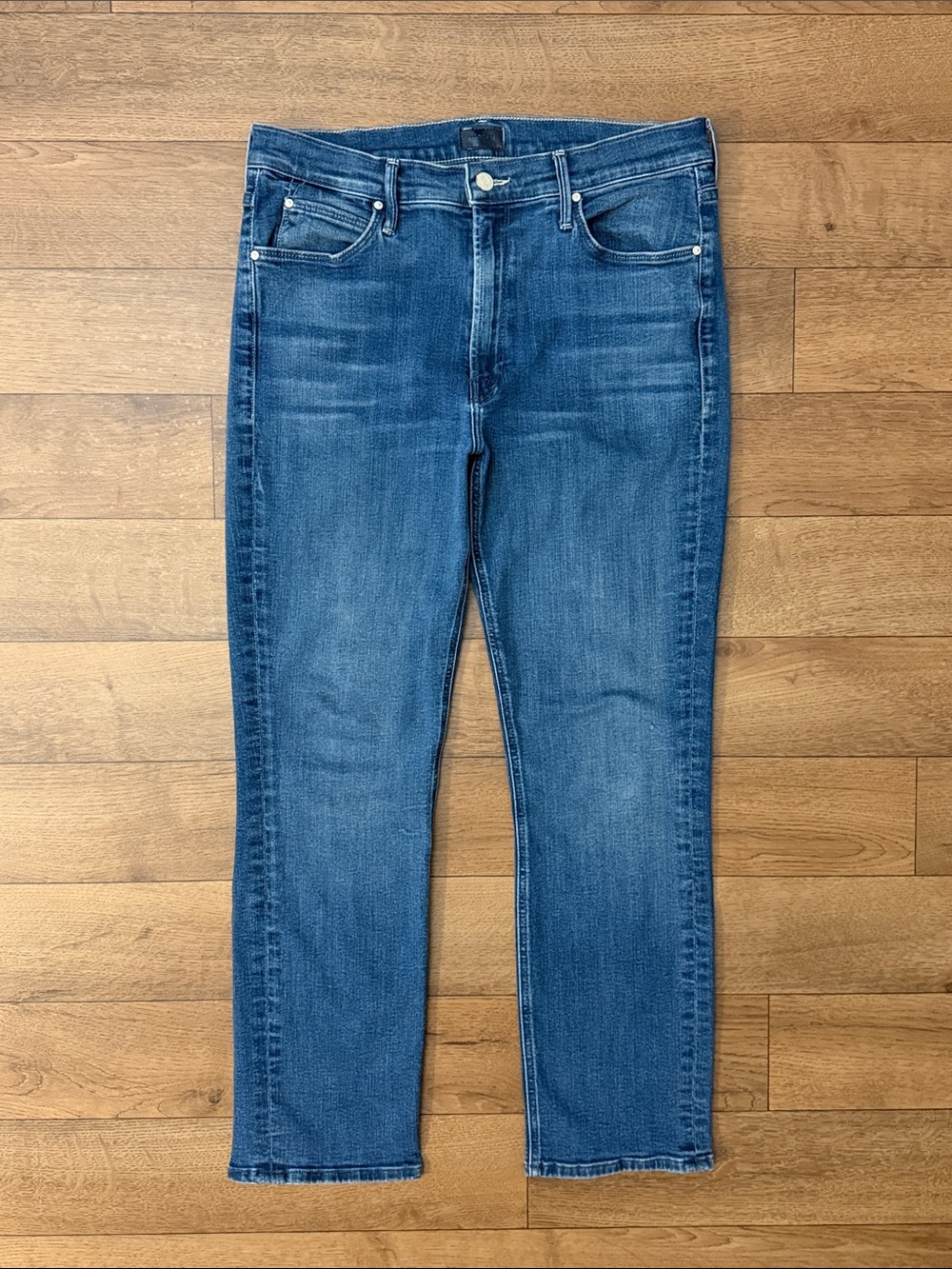 Mother Size 32 Jeans The Mid Rise Dazzler Ankle In Nothing Between Us Blue Denim